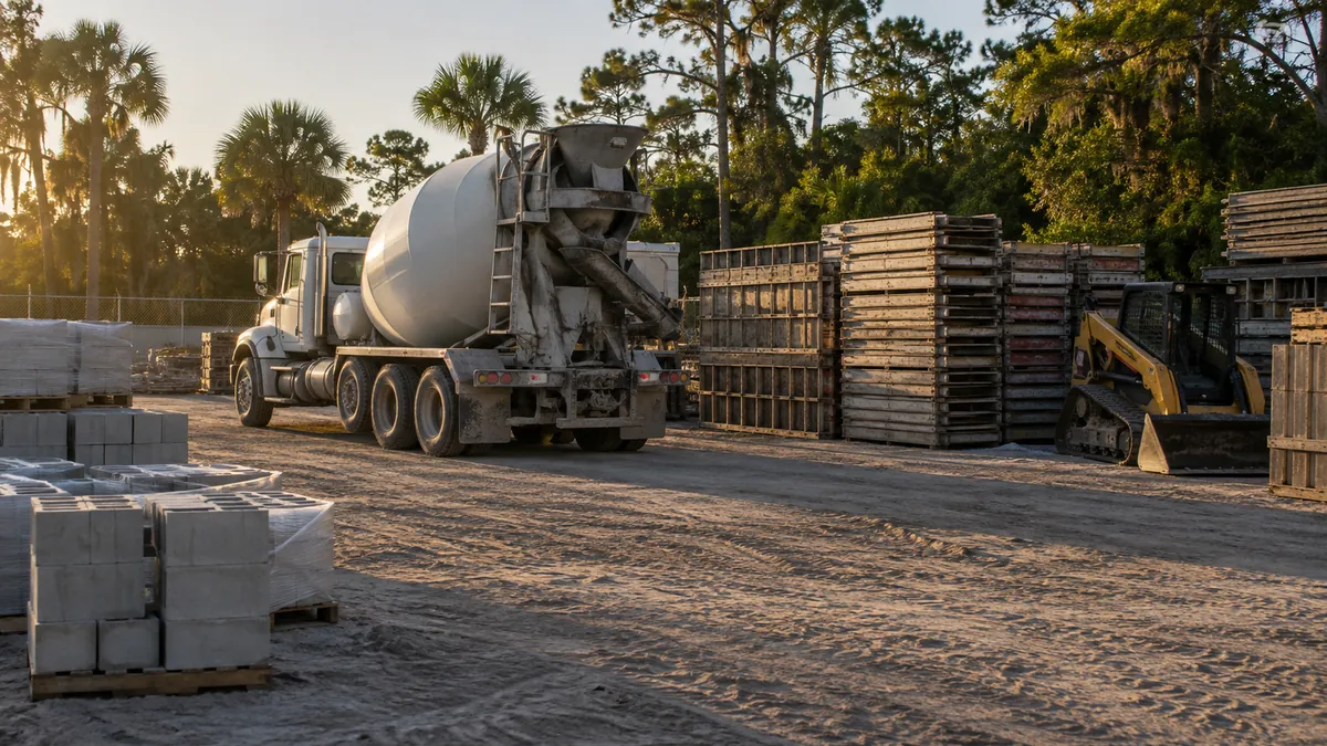 A new concrete driveway in Tampa with the control joints being cut