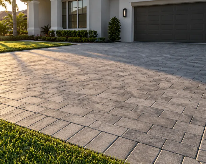 Paver driveway field with a cut perimeter in Valrico