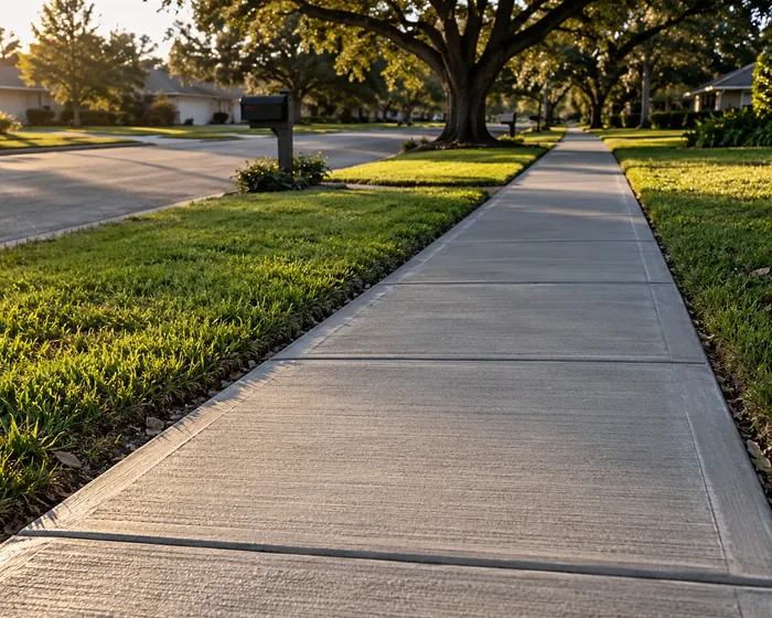Poured concrete sidewalk section in Temple Terrace